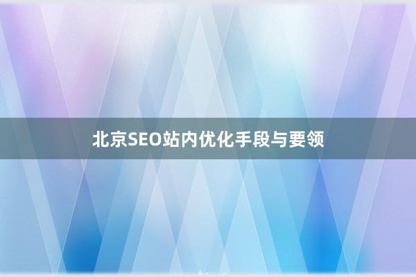 北京SEO站内优化手段与要领
